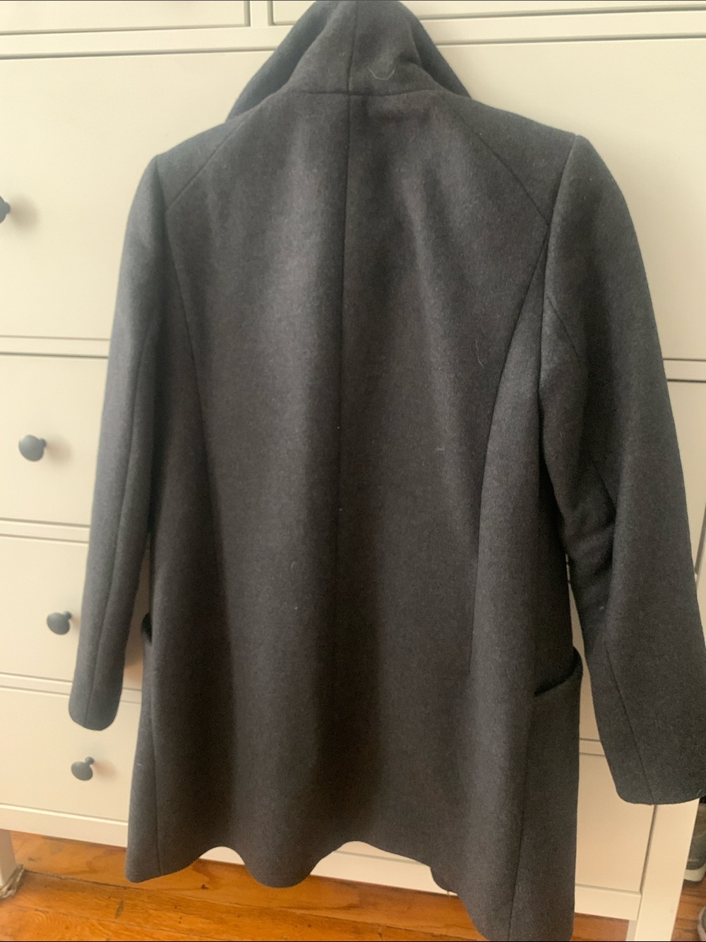 Aritzia Dark Gray Wool Medium Length Cocoon Coat with Stand Collar - Picture 2 of 3